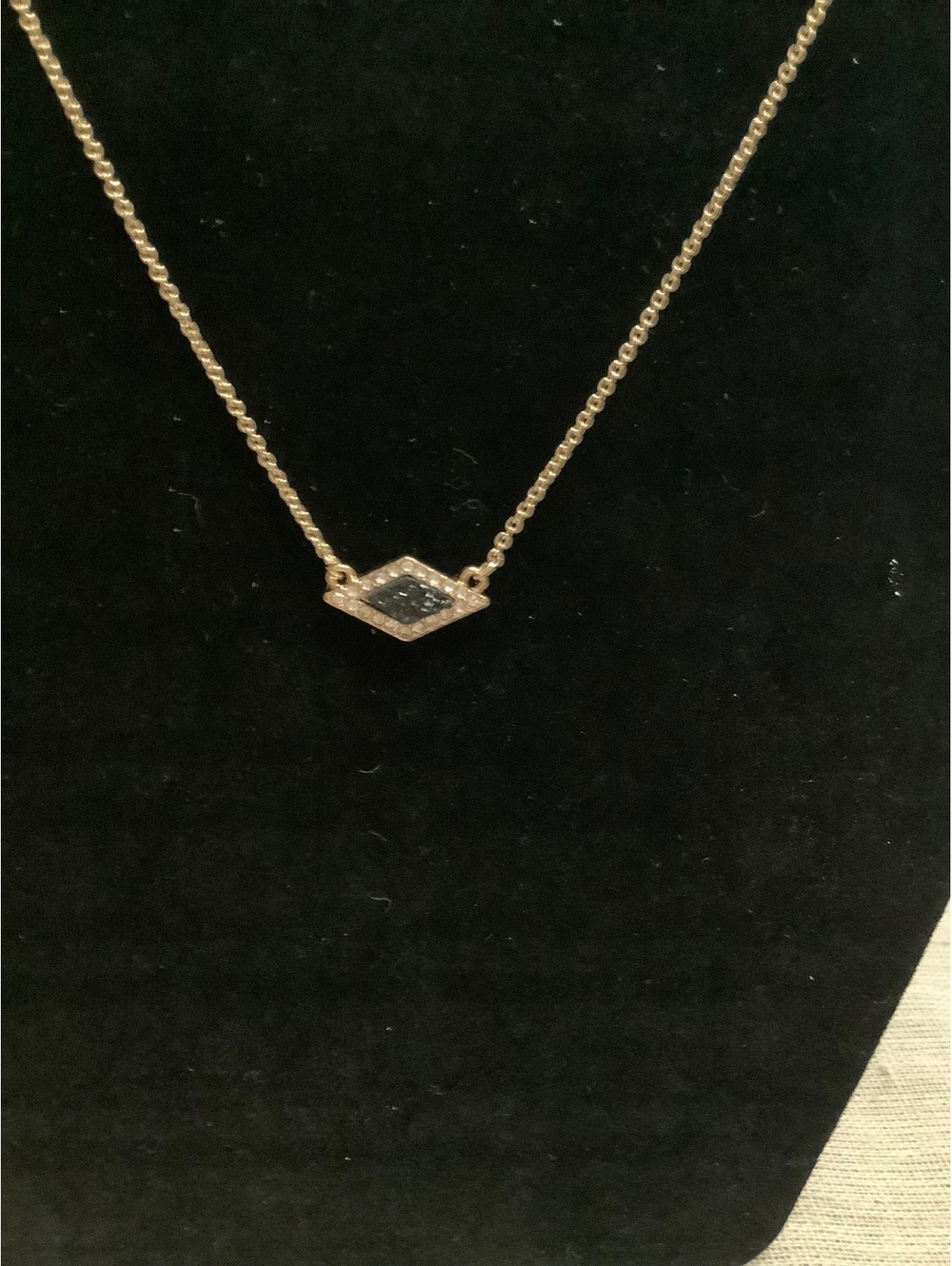 SUGARFIX by BaubleBar Black Druzy Crystal Pendant Necklace Gold Tone